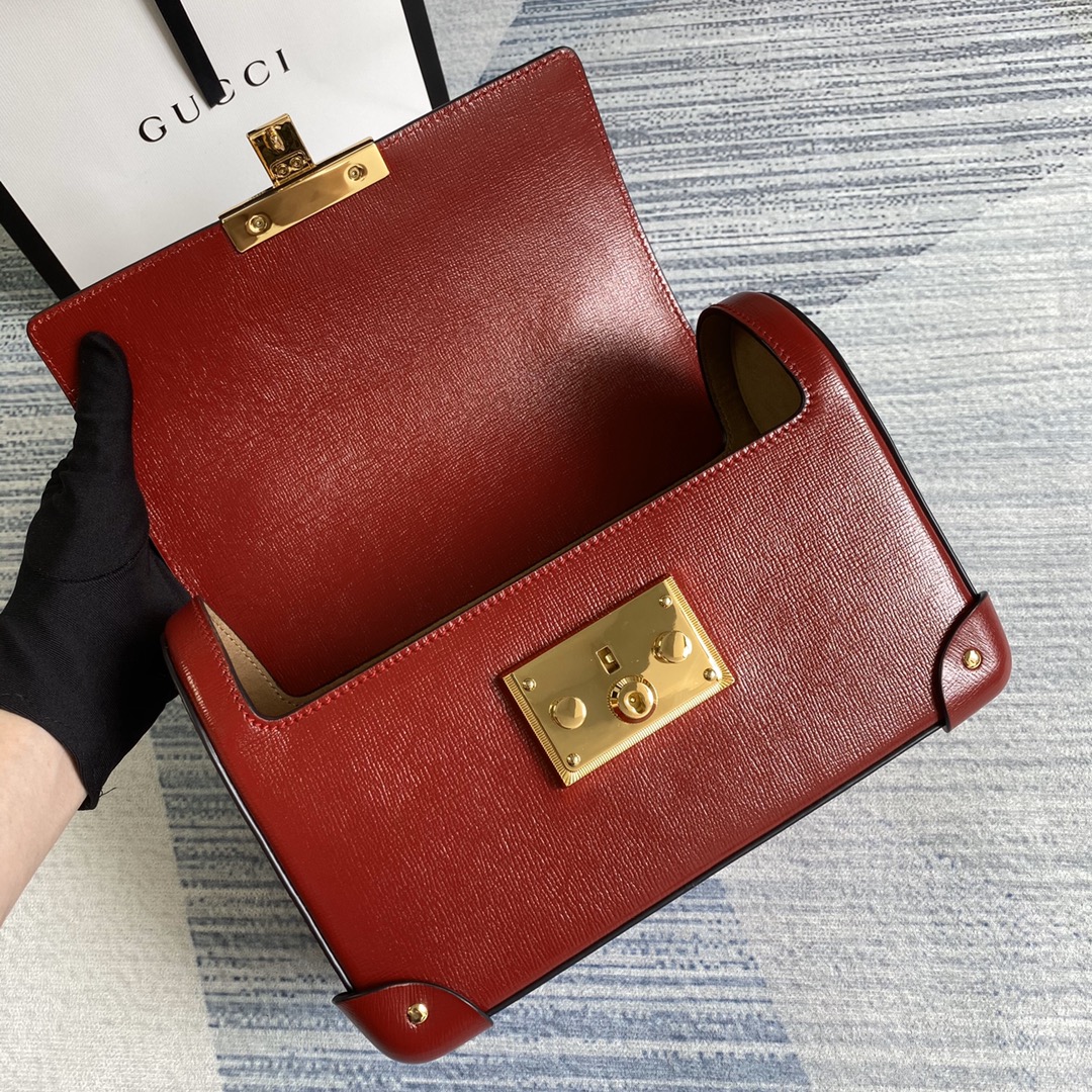 Gucci Padlock Leather Small Bamboo Shoulder Bag ?603221 Red